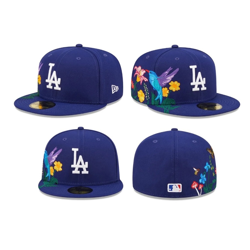 NEW ERA - MLB Hat - Los Angeles Dodgers Blooming 59FIFTY Fitted Cap - Blue - Picture 2 of 7